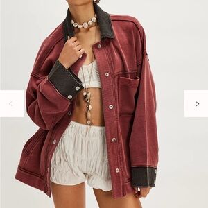 Free People We The Free Cabin Chore Jacket Root Beer Medium NWT